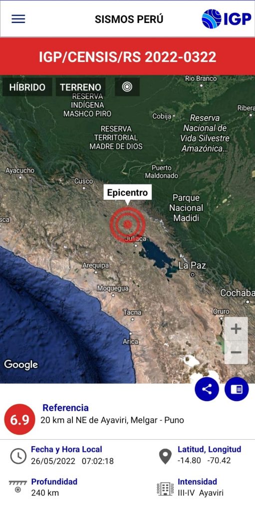 Puno: Fuerte temblor de magnitud 6.9 dejó daños en infraestructuras del distrito de Ayapata