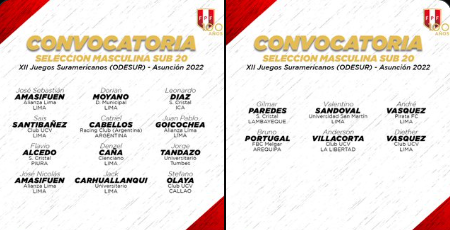 Lista de convocados de la Selección Peruana SUB-20 para los Juegos Sudamericanos (ODESUR) Asunción 2022.