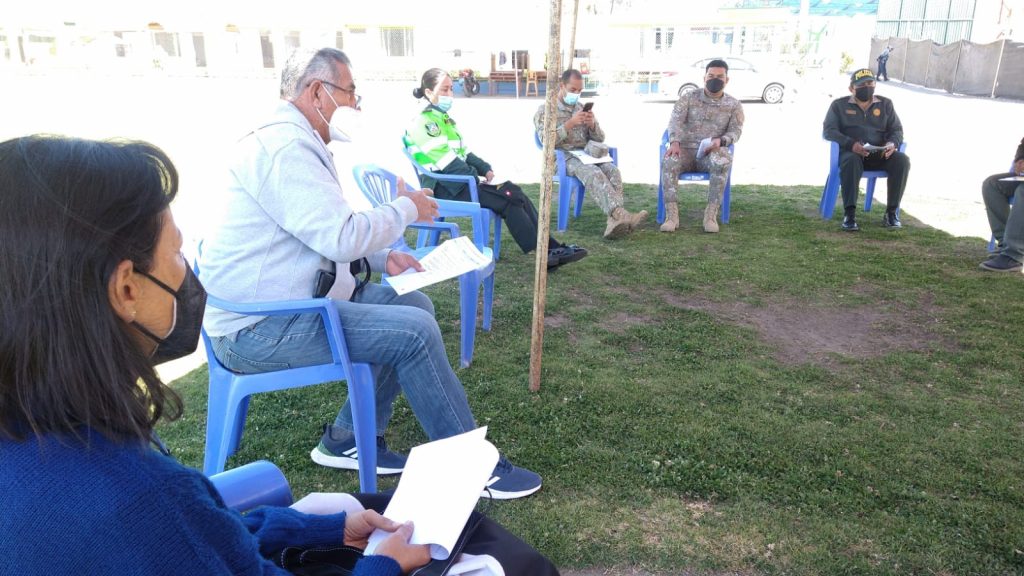 Reunión de las autoridades del distrito de Sachaca. 