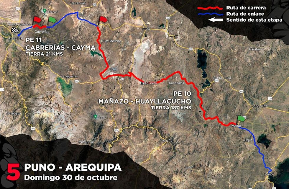 Mapa de la quinta etapa de los Caminos del Inca. 