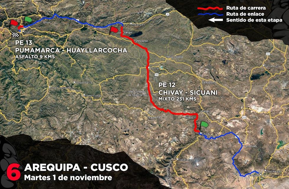 Mapa de la sexta etapa de Caminos del Inca.