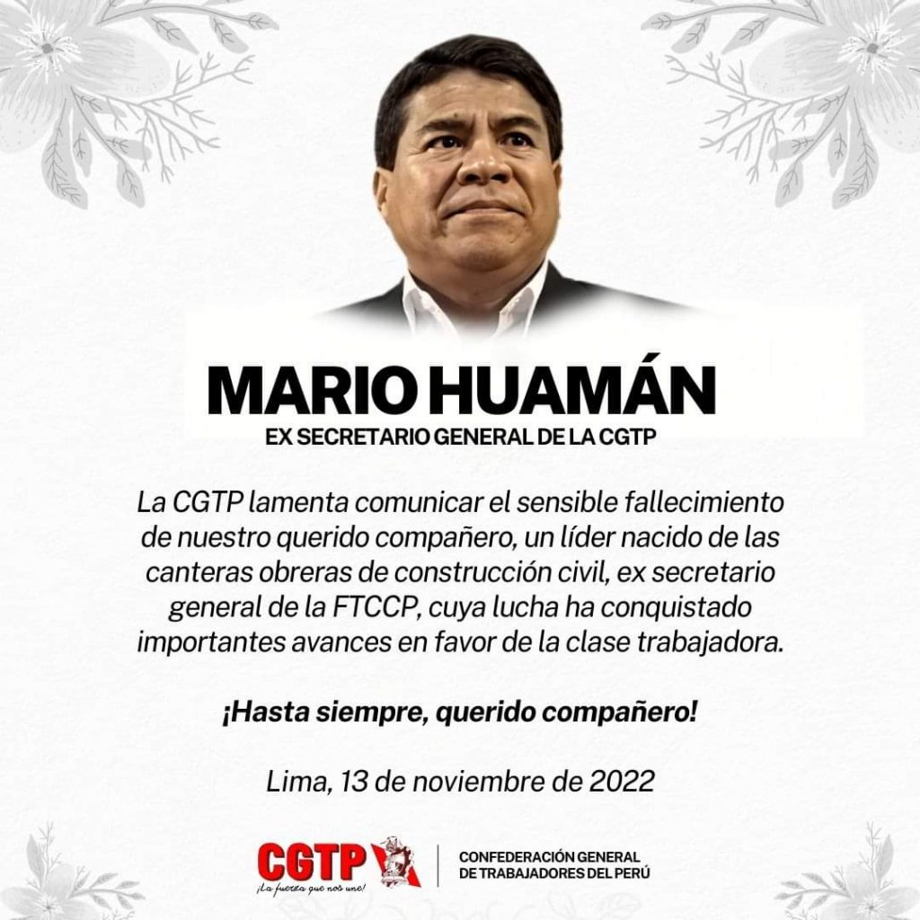 Falleció Mario Huamán