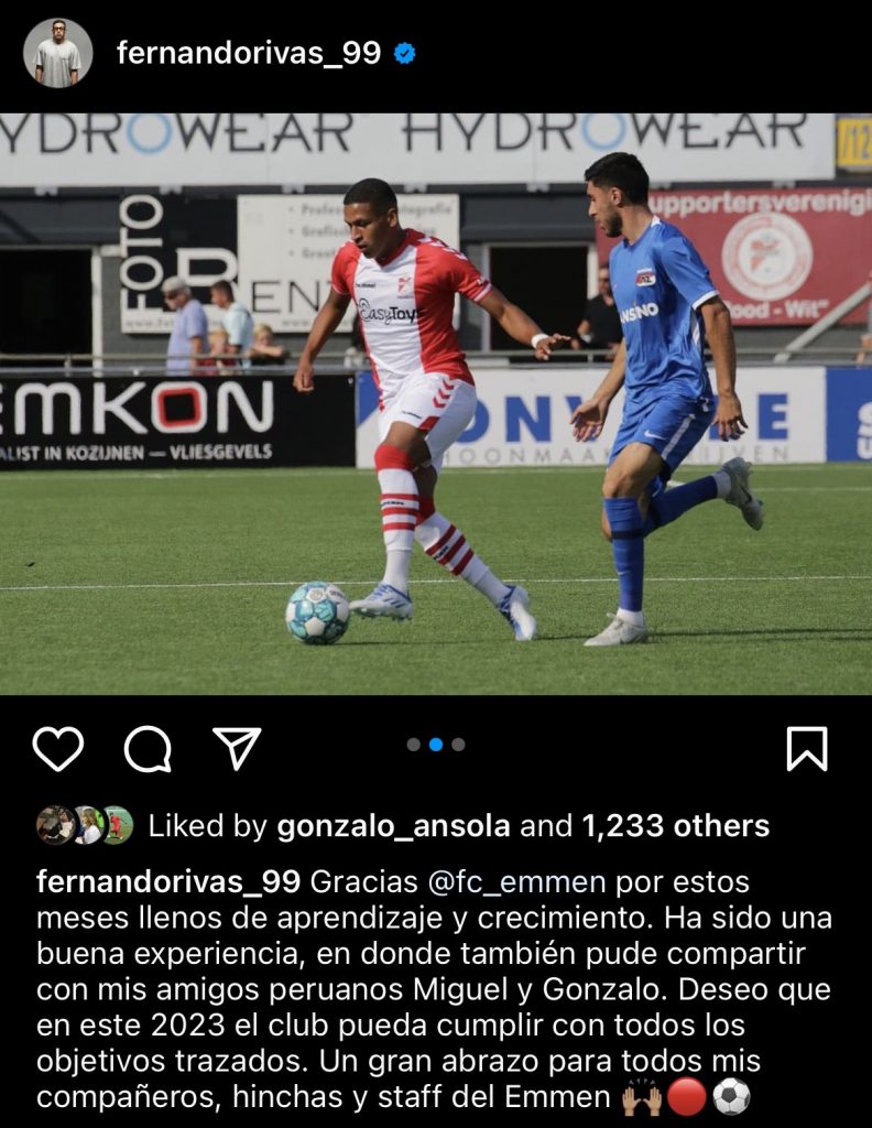 Mensaje de despedida de Fernando Pacheco del FC Emmen.