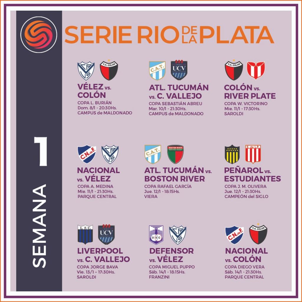 Programación de la Serie Río de la Plata en Uruguay, donde participará la UCV de Trujillo. 