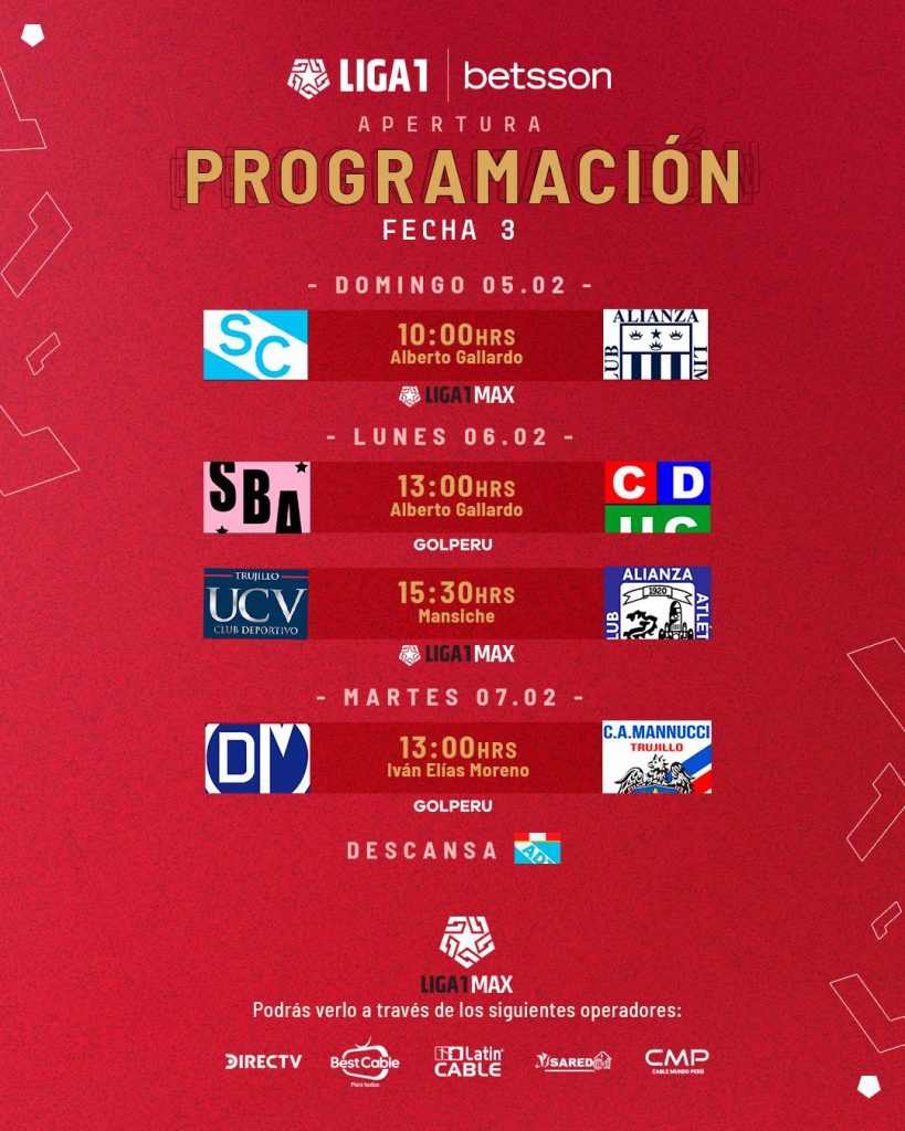 Programación oficial de la fecha 3.