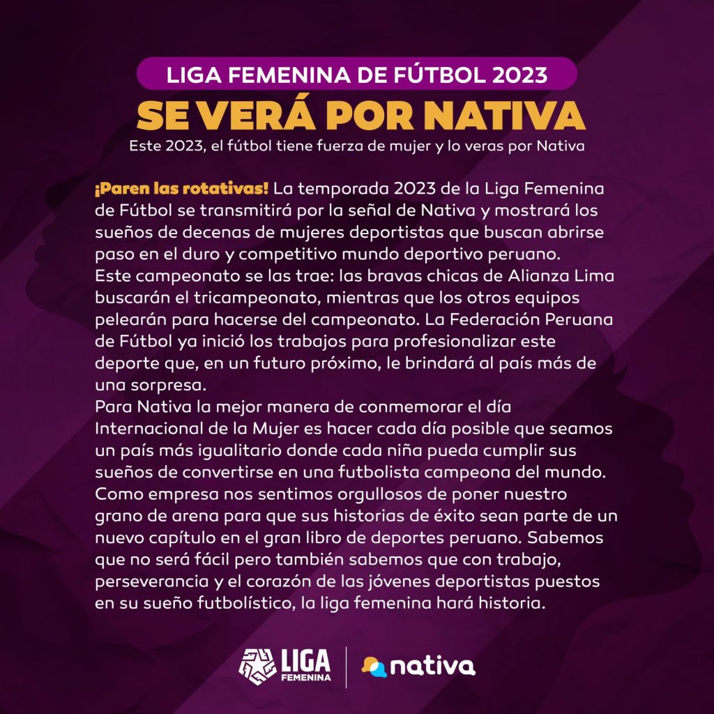 Nativa será la señal que transmitirá la Liga Femenina este 2023.