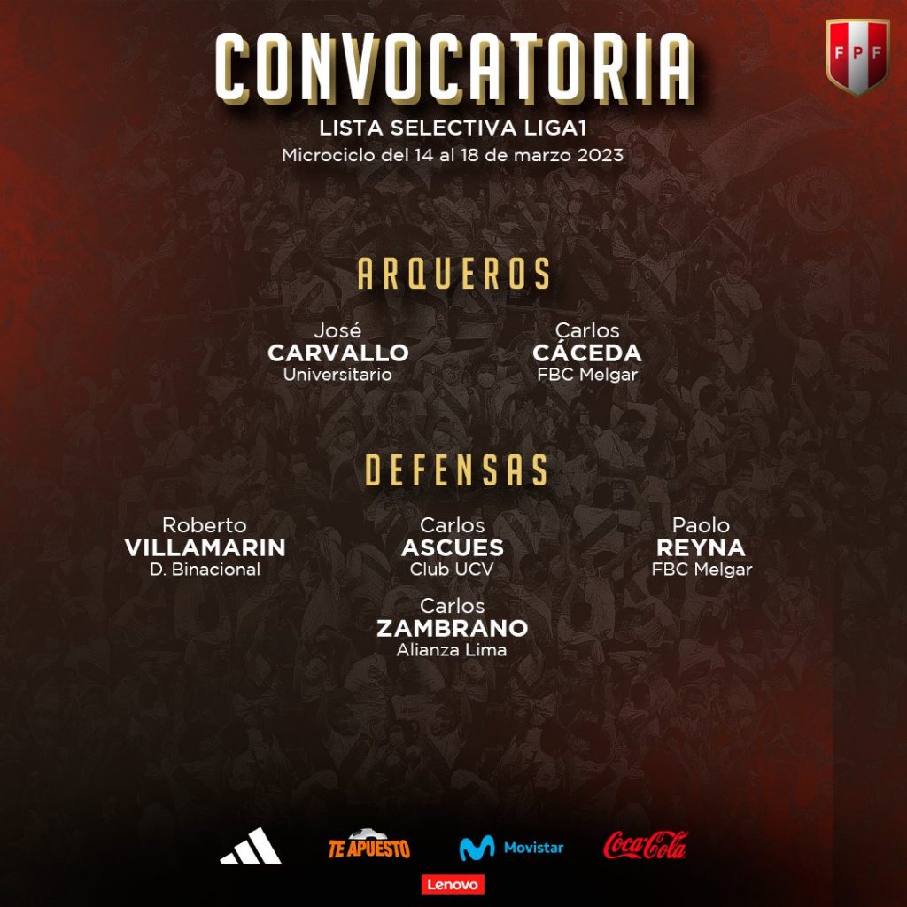 Lista selectiva de la Liga 1 para microciclo de la Selección.