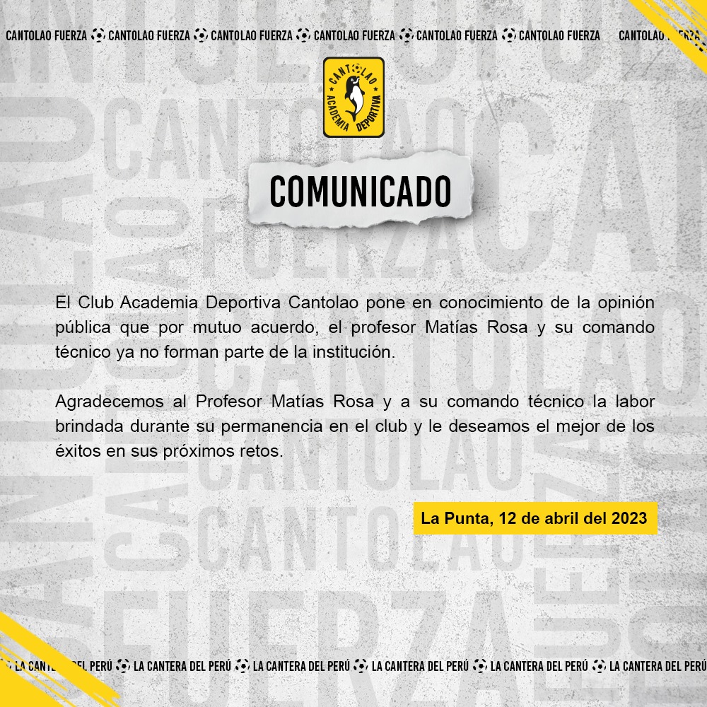 Comunicado oficial de Cantolao.