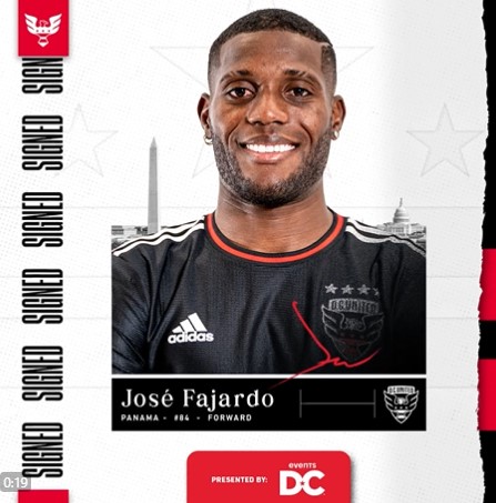 Anuncio oficial de D.C. United sobre José Fajardo. 